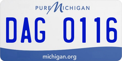 MI license plate DAG0116