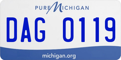 MI license plate DAG0119