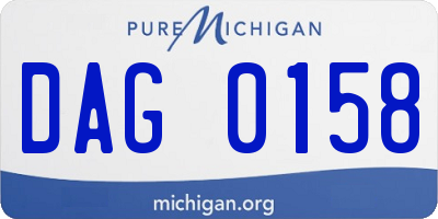 MI license plate DAG0158
