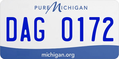 MI license plate DAG0172