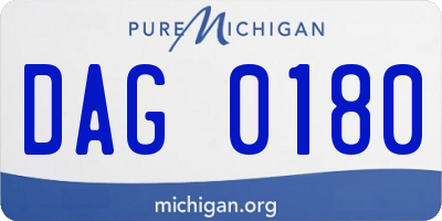 MI license plate DAG0180