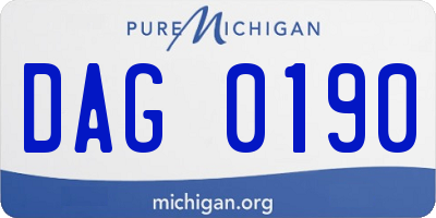 MI license plate DAG0190