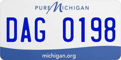 MI license plate DAG0198