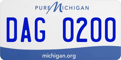 MI license plate DAG0200