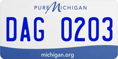 MI license plate DAG0203