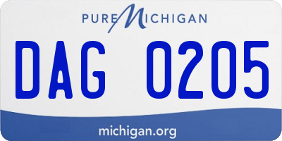 MI license plate DAG0205