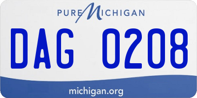 MI license plate DAG0208