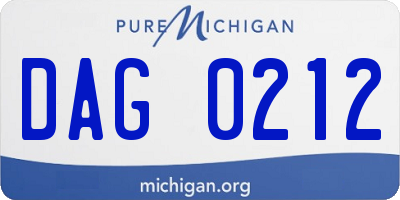 MI license plate DAG0212