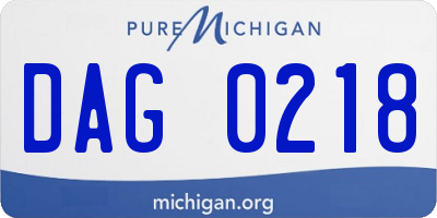 MI license plate DAG0218