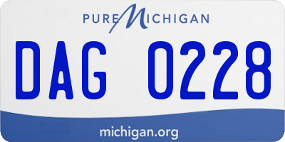 MI license plate DAG0228