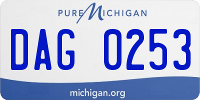 MI license plate DAG0253