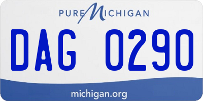 MI license plate DAG0290