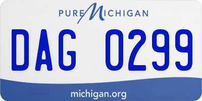 MI license plate DAG0299