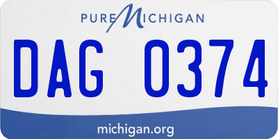 MI license plate DAG0374