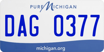 MI license plate DAG0377