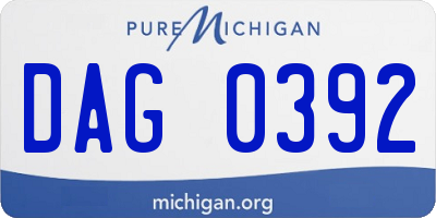 MI license plate DAG0392