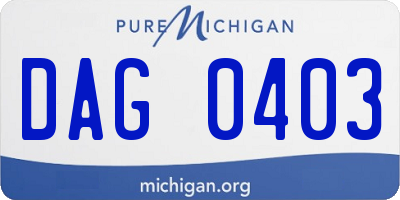 MI license plate DAG0403
