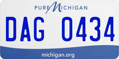 MI license plate DAG0434