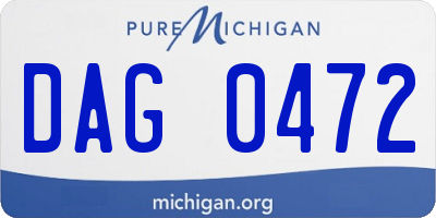 MI license plate DAG0472
