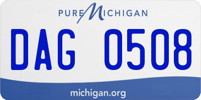 MI license plate DAG0508