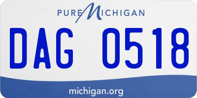 MI license plate DAG0518