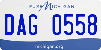 MI license plate DAG0558