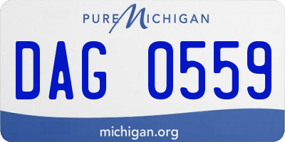 MI license plate DAG0559