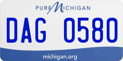 MI license plate DAG0580