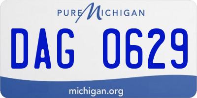 MI license plate DAG0629