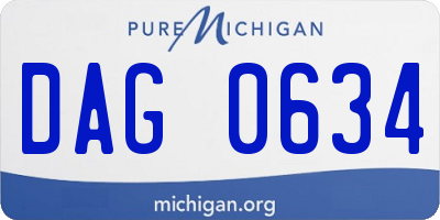 MI license plate DAG0634