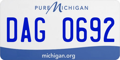 MI license plate DAG0692