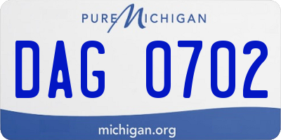 MI license plate DAG0702