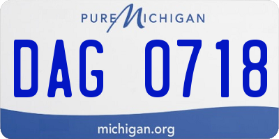 MI license plate DAG0718