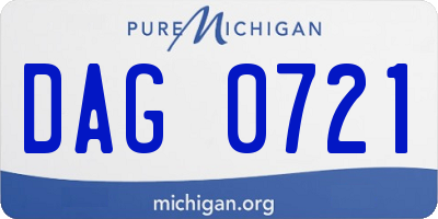 MI license plate DAG0721