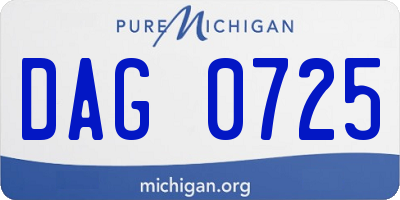 MI license plate DAG0725