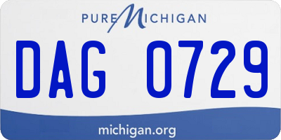 MI license plate DAG0729
