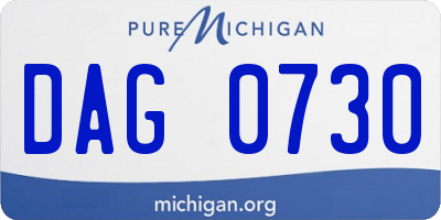 MI license plate DAG0730