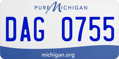 MI license plate DAG0755