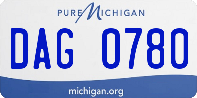 MI license plate DAG0780