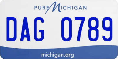 MI license plate DAG0789