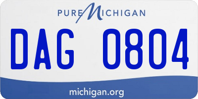 MI license plate DAG0804