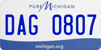 MI license plate DAG0807