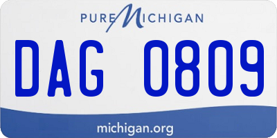 MI license plate DAG0809