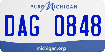 MI license plate DAG0848