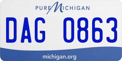 MI license plate DAG0863