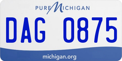MI license plate DAG0875