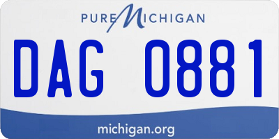 MI license plate DAG0881