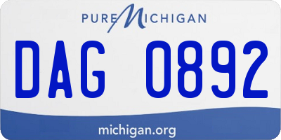 MI license plate DAG0892