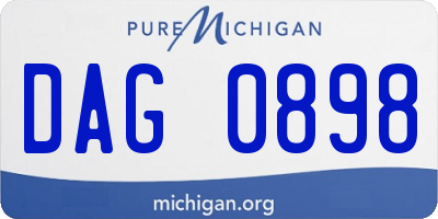 MI license plate DAG0898