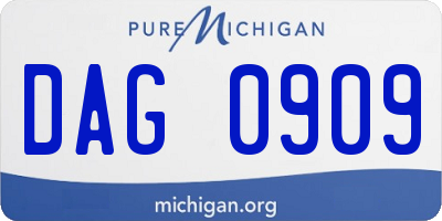 MI license plate DAG0909